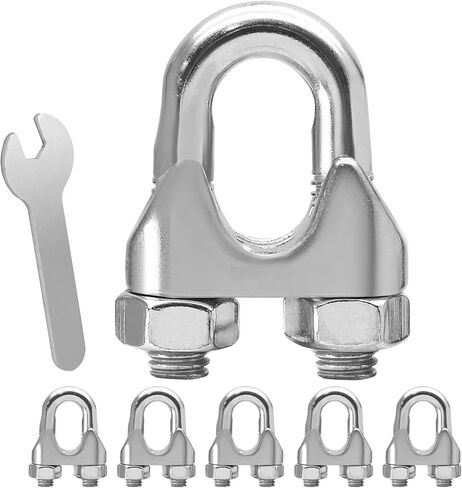 20 Pcs 1/8 Inch M3 Wire Rope Clamp with Wrench, 304 Stainless Steel Cable Clamps Wire Clips, U Bolt Clamp Saddle Fastener in Saudi Arabia