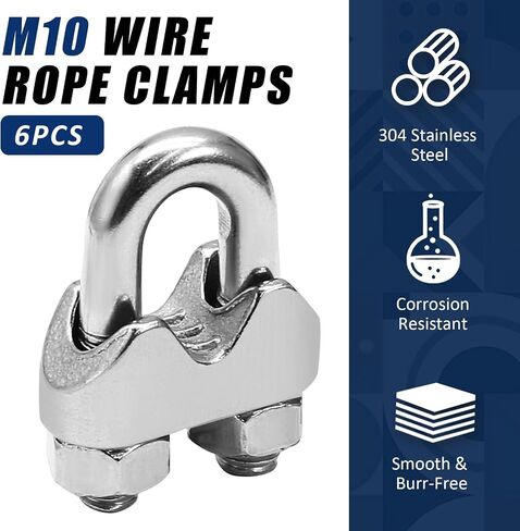 20 Pcs 1/8 Inch M3 Wire Rope Clamp with Wrench, 304 Stainless Steel Cable Clamps Wire Clips, U Bolt Clamp Saddle Fastener in Saudi Arabia
