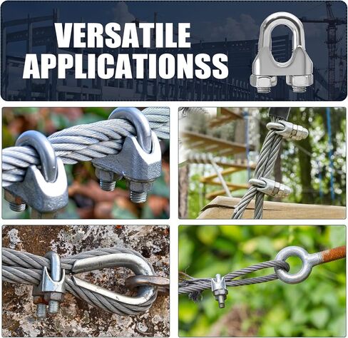 20 Pcs 1/8 Inch M3 Wire Rope Clamp with Wrench, 304 Stainless Steel Cable Clamps Wire Clips, U Bolt Clamp Saddle Fastener in Saudi Arabia