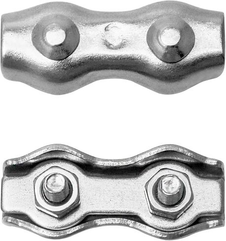 QWORK Cable Clamp, 20 Pcs M3 Stainless Steel Duplex 2 Post Wire Rope Clamps for 1/16" - 1/8" Diameter Wire Rope in Saudi Arabia