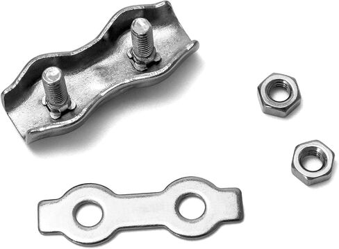 QWORK Cable Clamp, 20 Pcs M3 Stainless Steel Duplex 2 Post Wire Rope Clamps for 1/16" - 1/8" Diameter Wire Rope in Saudi Arabia