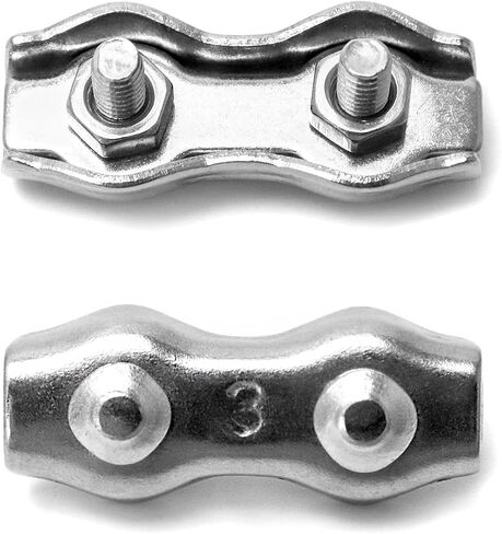 QWORK Cable Clamp, 20 Pcs M3 Stainless Steel Duplex 2 Post Wire Rope Clamps for 1/16" - 1/8" Diameter Wire Rope in Saudi Arabia