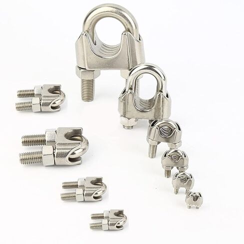 10pcs M10 ، 304 مشبك كبل حبل الحبل الفولاذ المقاوم للصدأ ، مشبك حبل سلك رأس المشبك على شكل حرف U ، فضية in Kuwait