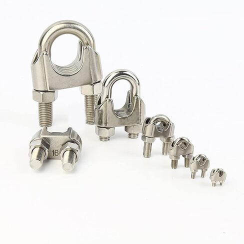10pcs M10 ، 304 مشبك كبل حبل الحبل الفولاذ المقاوم للصدأ ، مشبك حبل سلك رأس المشبك على شكل حرف U ، فضية in Kuwait