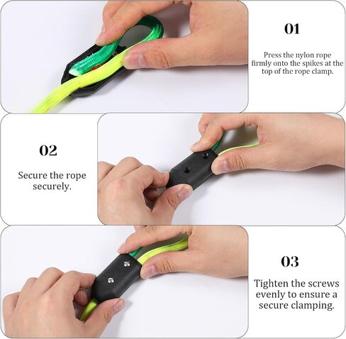 4 Pcs Reusable Rope Clamps, Rope Clamp 1/2 Inch Black Plastic Chain Connector Suitable for 9-10 mm Nylon or Braided Cord in Saudi Arabia