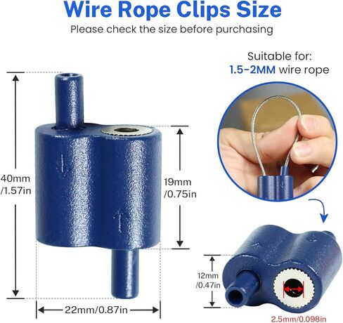 10pcs m3 سلك حبل حبل المشبك ، 1/16 "كابل الحبل مناسب للصورة معلقة Christams سلسلة الضوء سبيكة مشبك كابل ثنائي الاتجاه طول حرية التعديل طول حبل القابل للتعديل دون تفكيك (برتقالي) in Kuwait