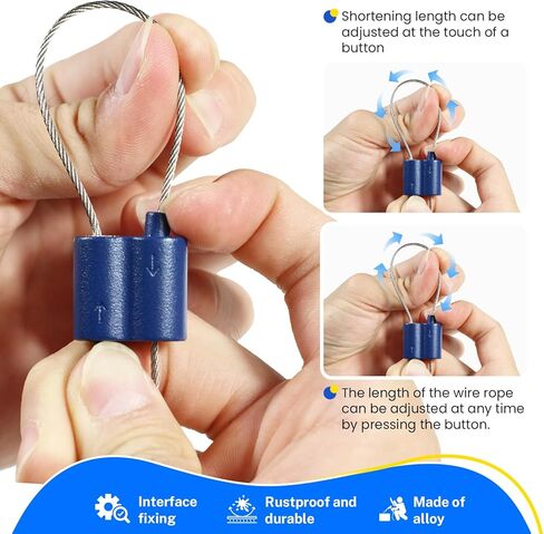 10pcs m3 سلك حبل حبل المشبك ، 1/16 "كابل الحبل مناسب للصورة معلقة Christams سلسلة الضوء سبيكة مشبك كابل ثنائي الاتجاه طول حرية التعديل طول حبل القابل للتعديل دون تفكيك (برتقالي) in Kuwait