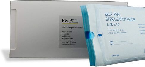 Sterilization Pouches 5.25"x10" Self-Sealing Autoclave Bags with Indicators for Professional Surgical Instrument Cleaning by P&P Medical Surgical (600) in Saudi Arabia