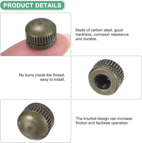 8-Pack Threaded Cap Nuts, M4x11mm Screw Caps for Light Fixture, Female Knurled Knob Nut for Ceiling Light Cover Replacement/Decorative Lamp Parts, Acorn Screw Top [Bronze Tone] in Saudi Arabia