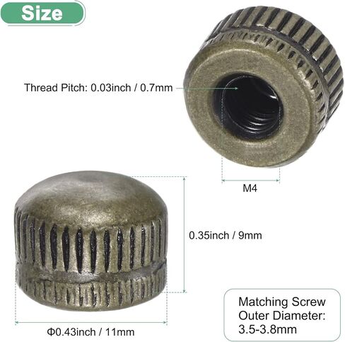 8-Pack Threaded Cap Nuts, M4x11mm Screw Caps for Light Fixture, Female Knurled Knob Nut for Ceiling Light Cover Replacement/Decorative Lamp Parts, Acorn Screw Top [Bronze Tone] in Saudi Arabia