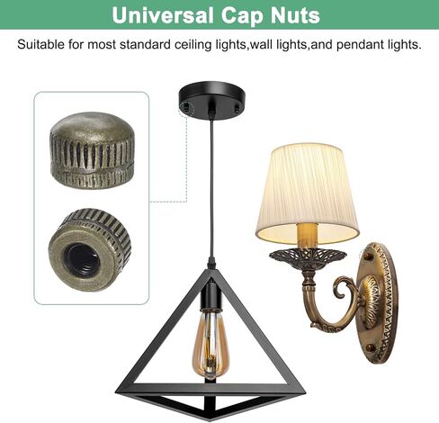 8-Pack Threaded Cap Nuts, M4x11mm Screw Caps for Light Fixture, Female Knurled Knob Nut for Ceiling Light Cover Replacement/Decorative Lamp Parts, Acorn Screw Top [Bronze Tone] in Saudi Arabia