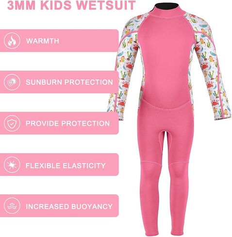 Dehai Wetsuit Kids for Boys Girls Toddler Youth 3mm Neoprene الظهر الكامل بدلة رطبة الأطفال السوستة الأمامية السحابية Shorty Thermal Swimsuit in Kuwait