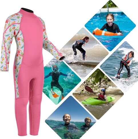 Dehai Wetsuit Kids for Boys Girls Toddler Youth 3mm Neoprene الظهر الكامل بدلة رطبة الأطفال السوستة الأمامية السحابية Shorty Thermal Swimsuit in Kuwait