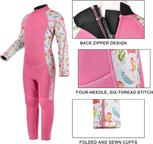 Dehai Wetsuit Kids for Boys Girls Toddler Youth 3mm Neoprene الظهر الكامل بدلة رطبة الأطفال السوستة الأمامية السحابية Shorty Thermal Swimsuit in Kuwait