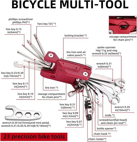 21 Bike Repair Multitool Kit with Carry Case, Portable Cycling Tool Kits (21 in 1), Bicycle Tools Kit Set with Allen Wrench, Chain Tool, Bicycle Spoke Wrench in Saudi Arabia