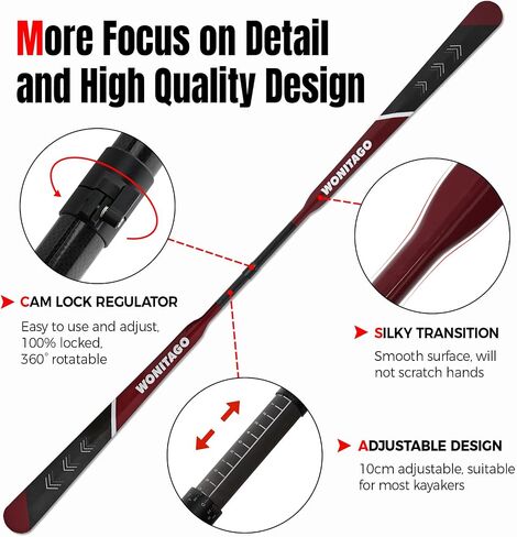 Kayak Paddle Lightweight Full Carbon Fiber Greenland Paddle with Paddle Bag, Adjustable Greenland Kayak Paddles, Black in Saudi Arabia