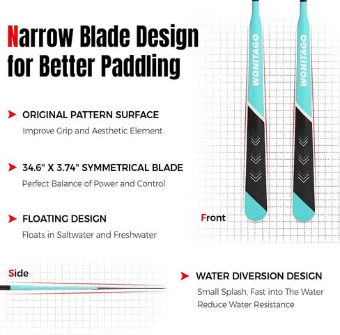 Kayak Paddle Lightweight Full Carbon Fiber Greenland Paddle with Paddle Bag, Adjustable Greenland Kayak Paddles, Black in Kuwait