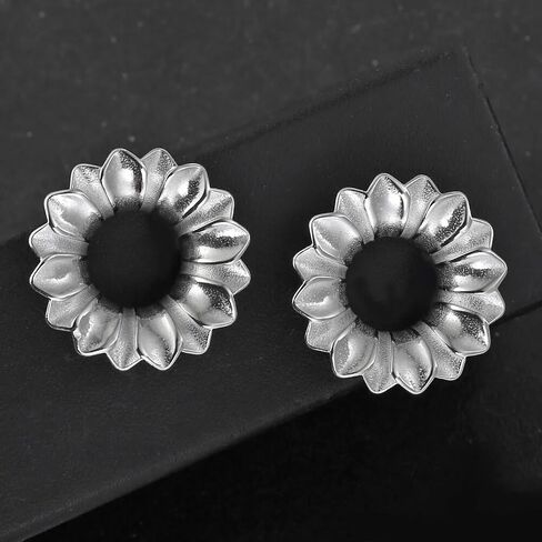 LADEMAYH 2 PCS Ink-Painting Design Ear Plugs Gauges for Women, Silver 5/8 Gauges for Ears Surgical Steel Ear Tunnels Gauge Earrings Body Piercing Jewelry in Saudi Arabia