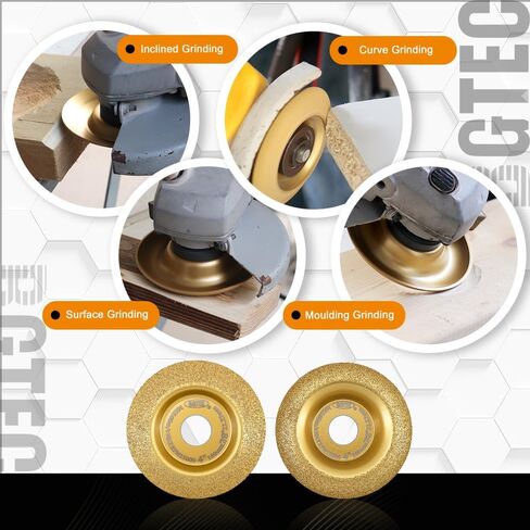 BGTEC WOOD WOOD WHELD - DIGLE GRINDER WOOD CROVER DIRC مجموعة 4 "100 مم مع 22.23 Arbor لطحن الخشب ، منحني ومشطوف 2 ٪ in Kuwait