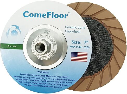 Concrete Grinding Cup Wheel 7" Ceramic Diamond Cup Wheel for Floor Grinding, Fits 5/8"-11 Arbor Angle Grinder,100# Medium in Saudi Arabia