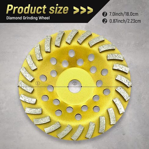 Diamond Concrete Grinding Wheel 7 inch for Polishing and Cleaning Stone Concrete Surface, Cement, Marble, Rock, Granite, and Thinset Removing, Angle Grinder Disc，24 Turbo Segments in Saudi Arabia