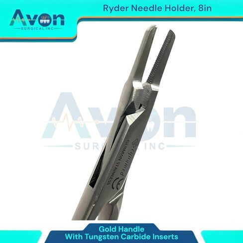 8in TC Ryder Needle Holder with Gold Handle, Tungsten Carbide Inserted Jaws Needle Driver - German Stainless Steel Dental in Saudi Arabia