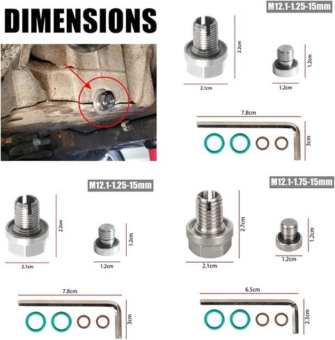 M12.1-1.25/1.5/1.75 M14 M16 M18 X 15mm Oil Drain Plug Oversize Stainless Steel Self Tapping Oil Pan Thread Repair Kit(M12.1 to 1.25) in Saudi Arabia