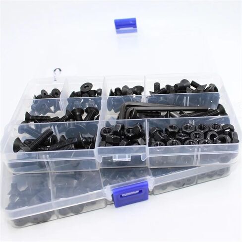Countersunk Flat Head Hex Bolt Nut Set Kit M2 M3 M4 M5 M6 Black Grade 10.9 Steel Hexagon Hexagon Socket Head Allen Screw (M2 (482pcs)) in Saudi Arabia