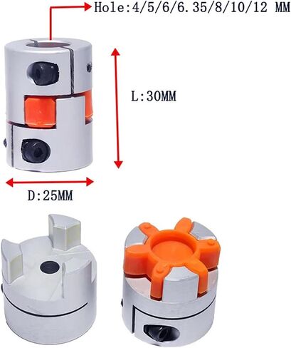 D25 L30 CNC Motor Jaw jaw Acplers مرنة العنكبوت البرقوق ELASTI اقتران D25 L30 4MM 5MM 6MM 6.35MM 8MM 9MM 10MM 12MM 1PCS (6x6) in Saudi Arabia