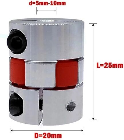 D20L25 DOUPLER D20 L25 البرقوق الألومنيوم مرنة BW موصل موصل محرك موصل الصلبة 5/6/6.35/8/10MM 1PCs (6.35x6.35) in Saudi Arabia