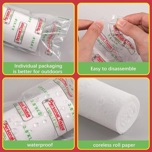 12 Pack Travel Toilet Paper to Go Packs Convenient Plastic Dispenser Soft Tissue Rolls Portable Packable Camp Tissue Soft Coreless Travel Size Toilet Paper for Camping Hiking Outdoor in Saudi Arabia