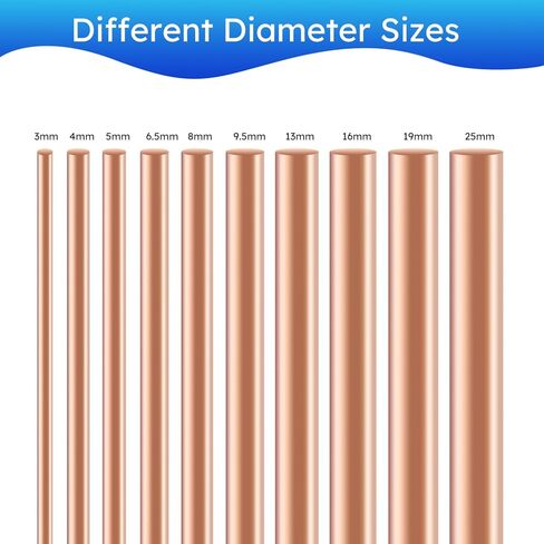 قضيب جولة النحاس النقي 11.8 بوصة الطول 1/2 "(12.7 مم) ديا ، قضيب نحاسي صلب 99.9 ٪ ، يستخدم في أعمال المعادن والحرف المعدنية DIY in Kuwait