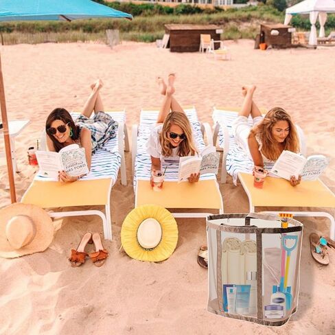 Heavy-Duty Mesh Beach Bag - Tear-Resistant Foldable Tote for Sand Toys, Pool & Travel, Multi-Color in Kuwait