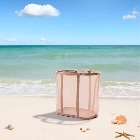 Heavy-Duty Mesh Beach Bag - Tear-Resistant Foldable Tote for Sand Toys, Pool & Travel, Multi-Color in Kuwait