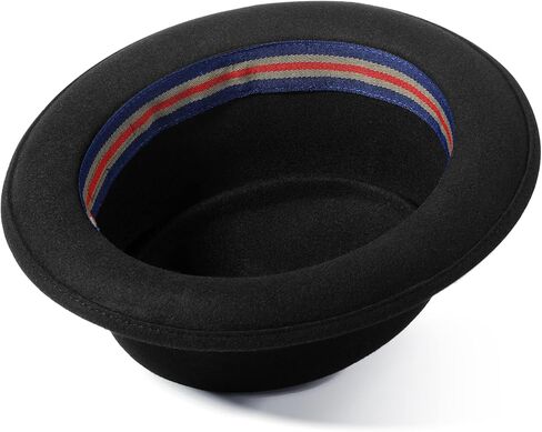 Pork Pie Hats for Men/Women, 100% Wool Felt Hat Womens Mens Stout Porkpie Breaking Bad Hat Unisex Flat Top Fedora Hats Boater Derby Crushable in Kuwait