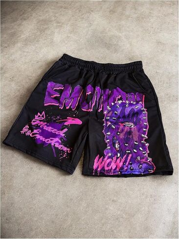 Men's Skeleton Gothic Track Shorts Butterfly Printed Drawstring Designer Athletic Bottoms White Heart Small in Kuwait