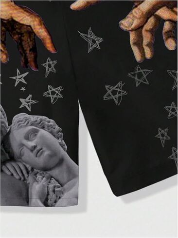 Men's Skeleton Gothic Track Shorts Butterfly Printed Drawstring Designer Athletic Bottoms White Heart Small in Kuwait