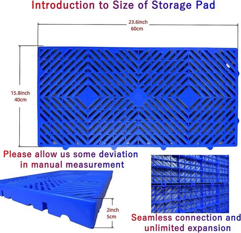 2pcs البليت المعينات الحرة الربقية 23.6x11.8x1.18in سعة التحميل 4500 رطل ، منصة بلاستيكية مناسبة للمنزل ، أرضيات الحيوانات الأليفة ، مستودعات التراص شحن - منصات للبيع تجنب البضائع الرطبة قدر الإمكان in Kuwait