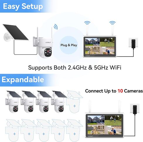Solar Security Camera Wireless Outdoor, 2K 3MP Solar Powered WiFi Camera with 360° Pan Tilt, Full Color Night Vision, Motion & Human Detection, 2.4G/5G WiFi, IP66 Home Surveillance Cam in Saudi Arabia