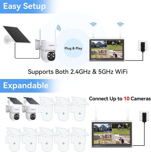 Solar Security Camera Wireless Outdoor, 2K 3MP Solar Powered WiFi Camera with 360° Pan Tilt, Full Color Night Vision, Motion & Human Detection, 2.4G/5G WiFi, IP66 Home Surveillance Cam in Saudi Arabia