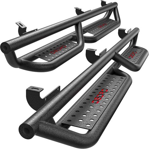 لوحات تشغيل OEDRO متوافقة مع 2007-2018 Jeep Wrangler JK Unlimited JKU 4 Door ، خطوات جانبية إسقاط ، شريط أسود وأحمر nerf in Kuwait