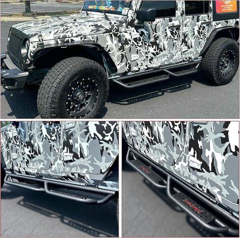 لوحات تشغيل OEDRO متوافقة مع 2007-2018 Jeep Wrangler JK Unlimited JKU 4 Door ، خطوات جانبية إسقاط ، شريط أسود وأحمر nerf in Kuwait