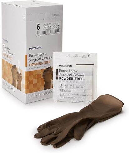 McKesson Perry Disposable Sterile Pair Latex Surgical Glove Extended Cuff Length in Saudi Arabia