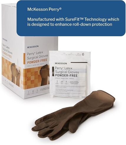 McKesson Perry Disposable Sterile Pair Latex Surgical Glove Extended Cuff Length in Saudi Arabia