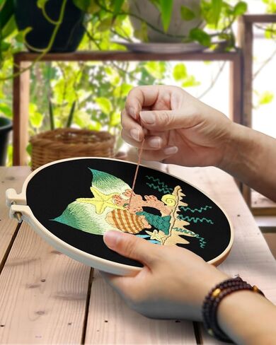 Embroidery Kits for Beginners for Adult, 4 Sets Butterfly Whale Embroidery Kit for Beginners Include Embroidery Cloth Hoops Threads for Craft Lover Hand Stitch with Embroidery Skill Techniques in Kuwait