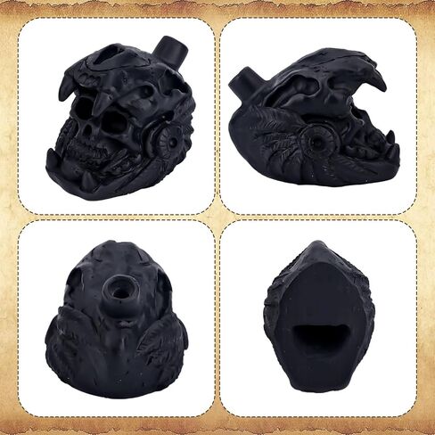 Aztec Death صافرة ، Skull Quetzalcoatl Design 125+ Decibels بصوت عالٍ أصيلة يصرخ صراخ حرب صراخ حقيقي مع هدايا حقيبة الرباط (أسود) in Saudi Arabia