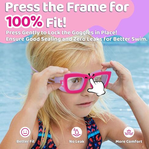 Vvinca Kids Swim Goggles, 2 Pack Toddlers Swimming Goggles Bungee Strap No Hair Pulling Anti-Fog/UV Pool Goggles for Age 3-10 in Kuwait
