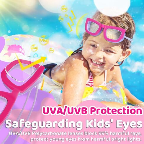 Vvinca Kids Swim Goggles, 2 Pack Toddlers Swimming Goggles Bungee Strap No Hair Pulling Anti-Fog/UV Pool Goggles for Age 3-10 in Kuwait