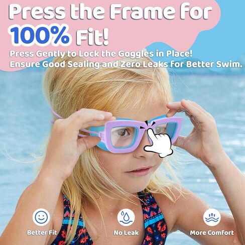 Vvinca Kids Swim Goggles, 2 Pack Toddlers Swimming Goggles Bungee Strap No Hair Pulling Anti-Fog/UV Pool Goggles for Age 3-10 in Kuwait