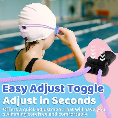 Vvinca Kids Swim Goggles, 2 Pack Toddlers Swimming Goggles Bungee Strap No Hair Pulling Anti-Fog/UV Pool Goggles for Age 3-10 in Kuwait